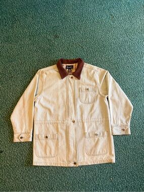 Denim&Co Brown Corduroy Collar Canvas Jacket